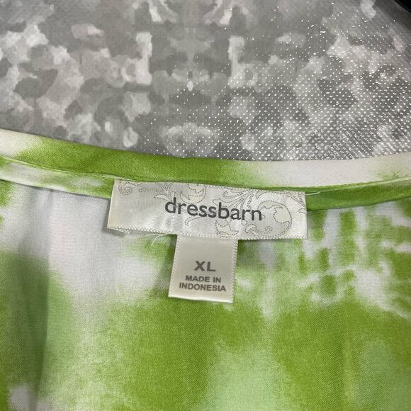 Dress Barn Green & White Tie Dye Stripe Silky Feel Blouse - Size XL - Scoop Neck - Picture 4 of 6
